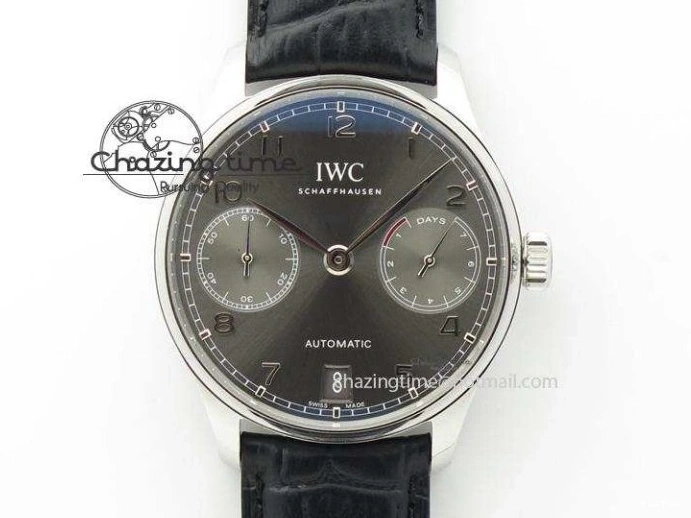 MIROTIME 0320 Portuguese Chrono SS ZF 1:1 Best Edition Gray Dial SS On Black Leather Strap A ZipUp 7215